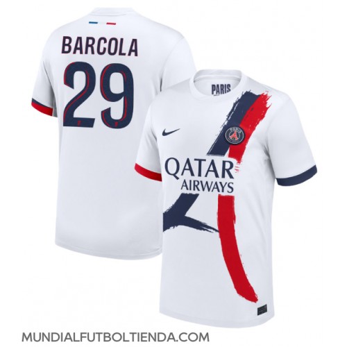 Camiseta Paris Saint-Germain Bradley Barcola #29 Segunda Equipación Replica 2024-25 mangas cortas